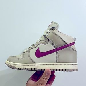 Womens Nike Air Dunk High - Birch Raspberry/Red